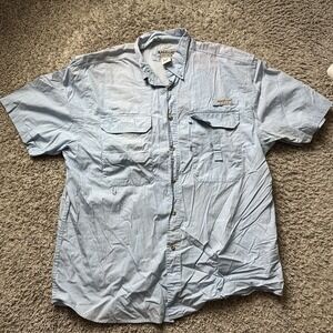 Magellan Sportswear Short Sleeve Fishing Shirt XL Blue‎ Sun Bleached